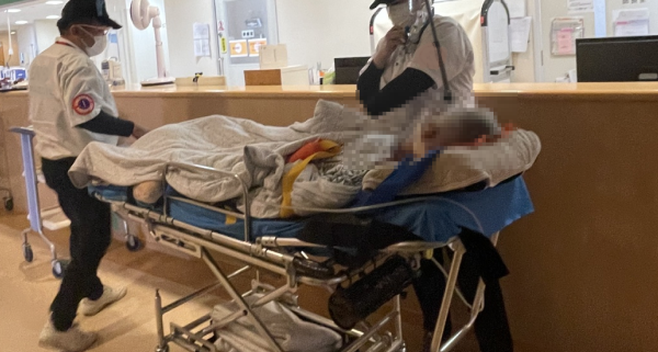 뇌경색환자, 한국에서 후쿠오카로 이송완료