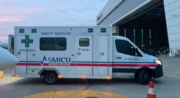 뇌출현 환자 마닐라에서 인천으로 이송완료