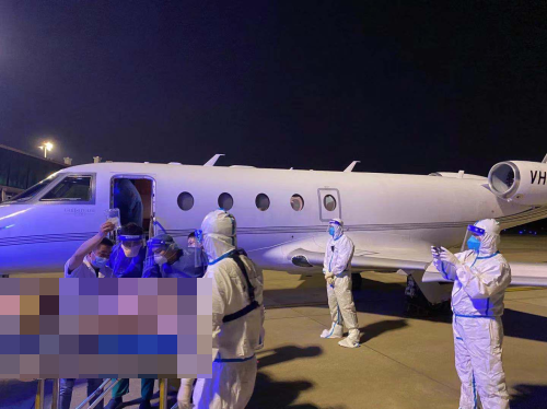 중국 뇌경색환자 에어앰뷸런스로 이송